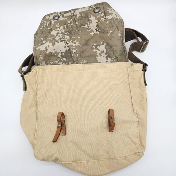 Y2K Old Navy Unisex Canvas Messenger Bag /w button closure One Size Cream/Beige - Picture 7 of 16